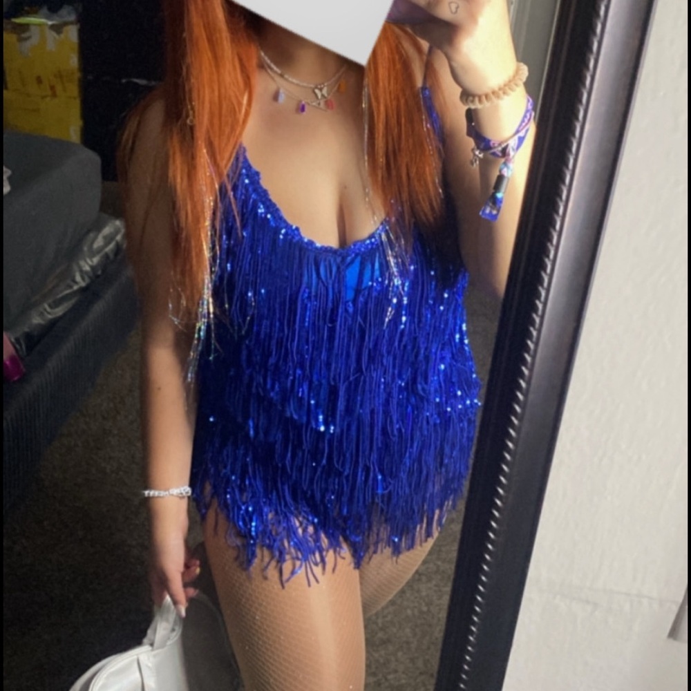 Royal Blue Sequin Tiered Babydoll Dress